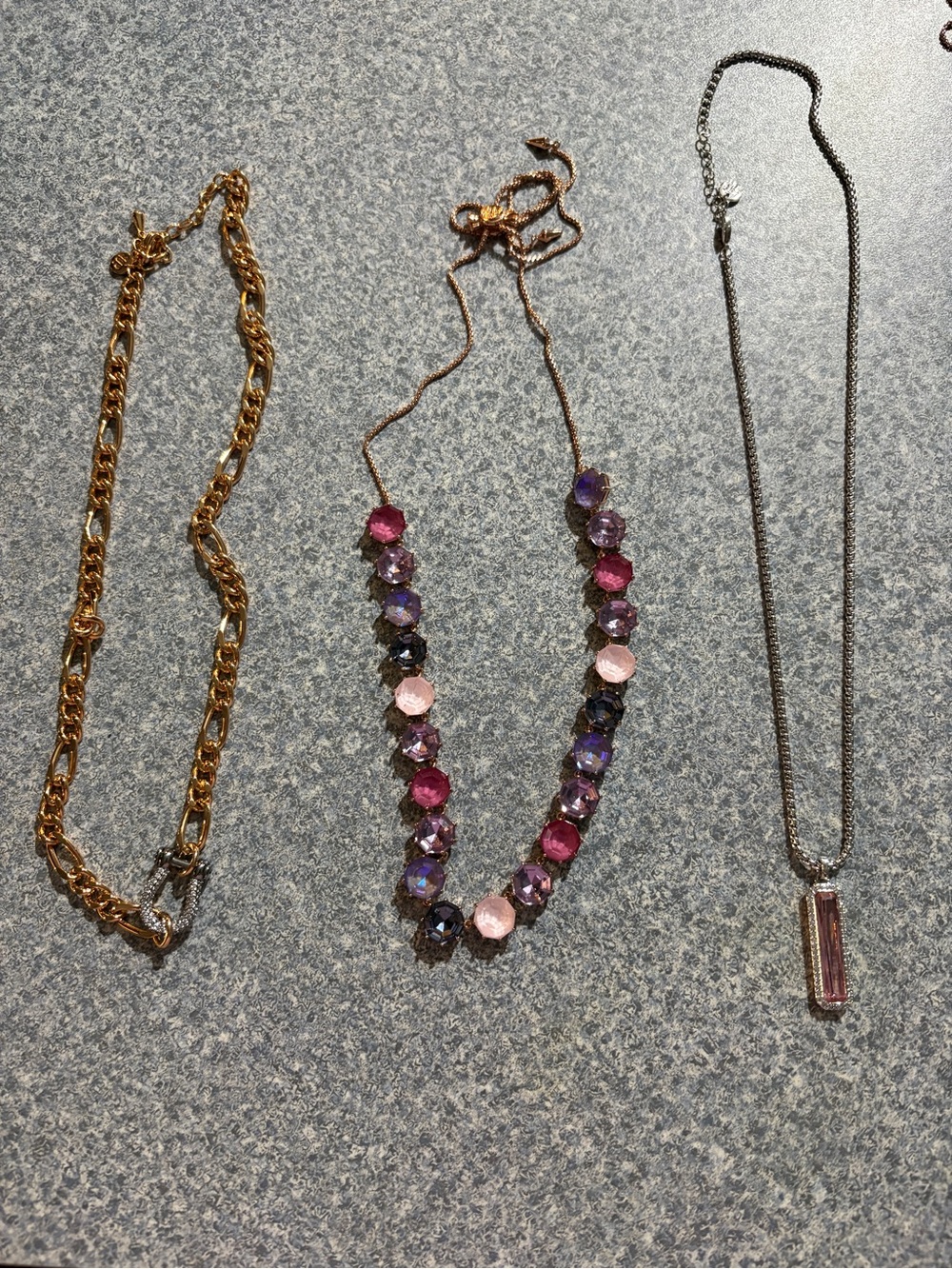 Gold-Tone Pink & Purple Crystal Bib Necklace - Women Jewelry